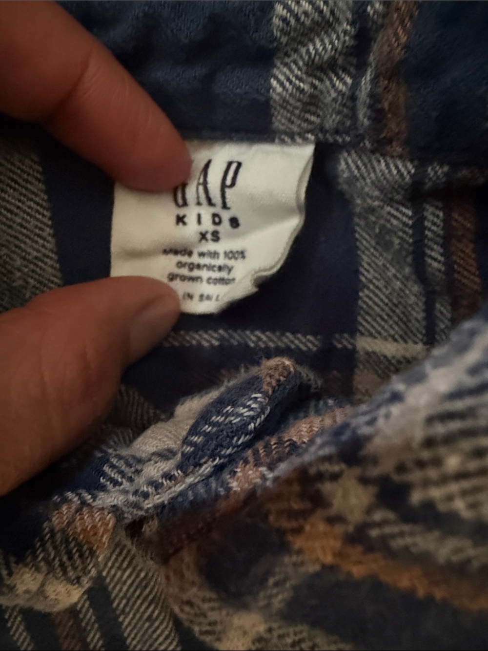 GAP Classic Blue Plaid Flannel Button-Down Shirt - Picture 3 of 3
